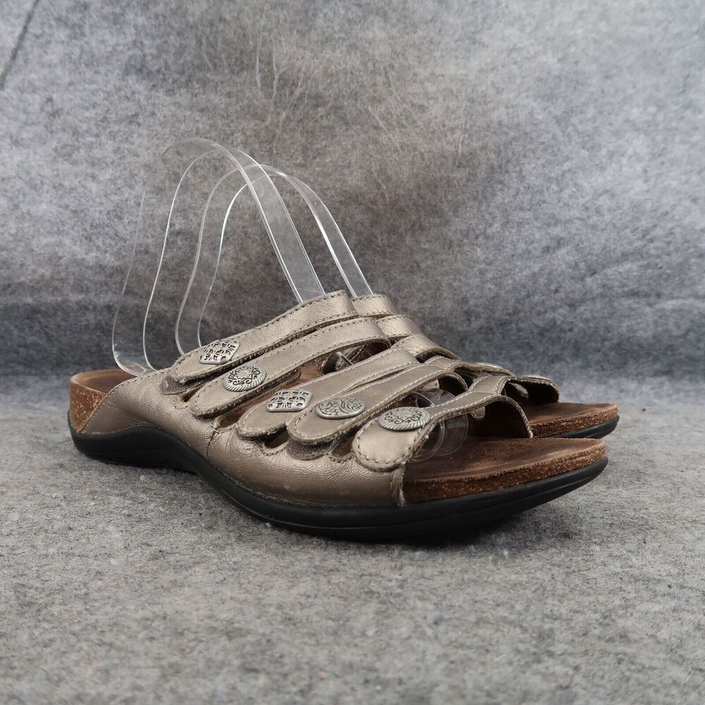 Dansko Shoes Womens 40 Sandals Janie Slip On Metallic Leather Adjustable Straps